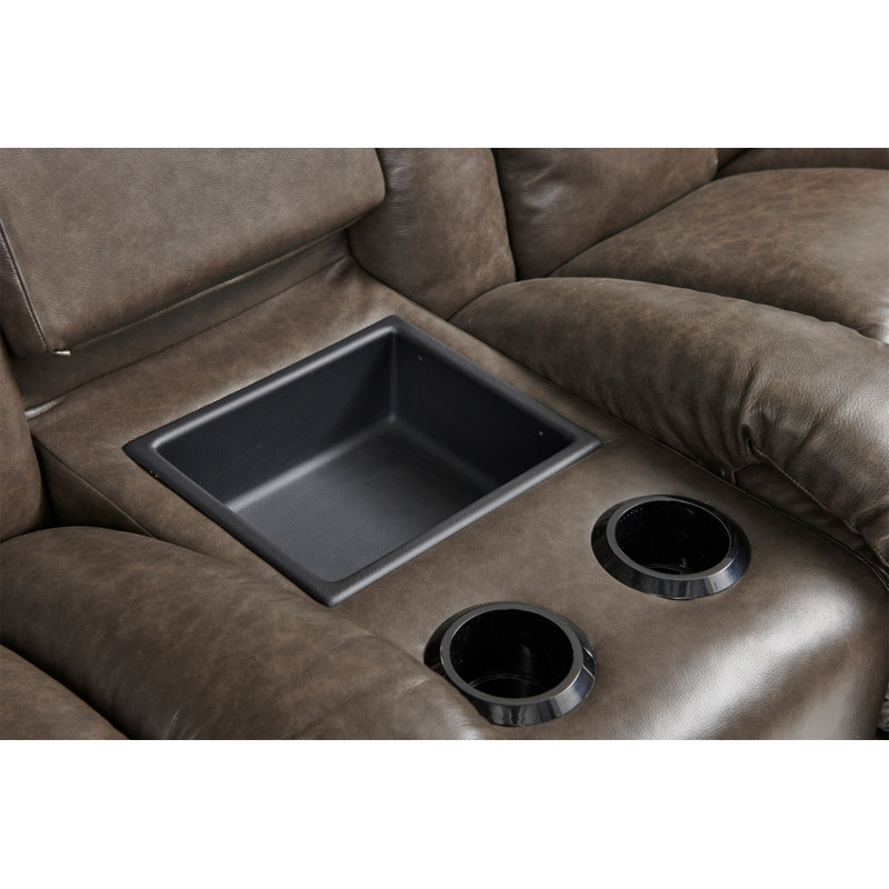 LaZBoy Mateo Leather Match Power Reclining Loveseat with Console and Power Headrests and